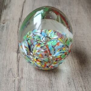 Vintage Paper Weight Swirling Glass Art Sphere